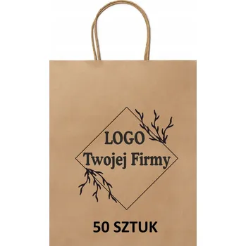 Nákupní taška Papírová taška hnědá velká s Vaším potiskem loga 40cm/32cm/12cm 50 kusů