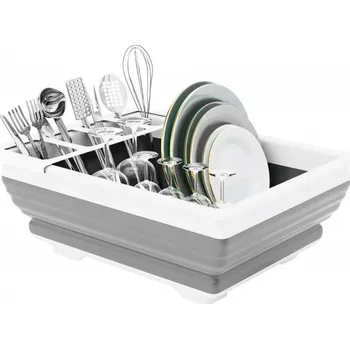 Odkapávač na nádobí Odkapávač na nadobí skládací 36x31x12 cm SPRINGOS HA5198 šedo-bílý