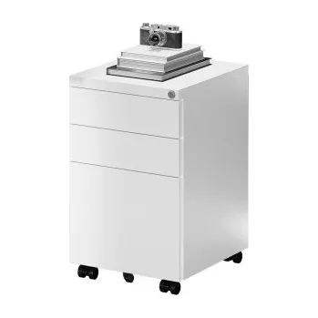 Policová skříň Mobilní skříň se 3 zásuvkami, zámkem a ochranou proti převrácení, bílá - A FLEXISPOT