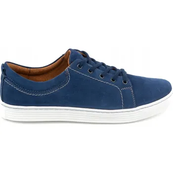 Pánské polobotky Pánské kožené boty casual 946MA modrý velur šněrovací 43