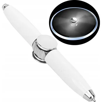 Propiska Spinner Pop It - svítící triková hračka LED pen BÍLÁ