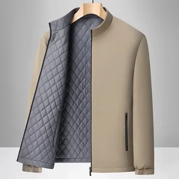 Best Fashion Pánský zateplený podzimní kabát s ležérním střihem Velikost: 4XL, Barva (Varianta): Khaki