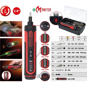 KStools Akumulátorový šroubovák se sadou bitů 27 ks