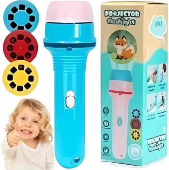 Hračka pro nejmenší Sada Svítilna Projektor 2 v 1 Hračka Kreativní 24 Diapozitivy Modro-Růžová