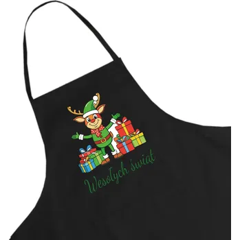 Kuchyňská zástěra Černá kuchyňská zástěra s vánočním motivem - tip na dárek k Mikuláši W19