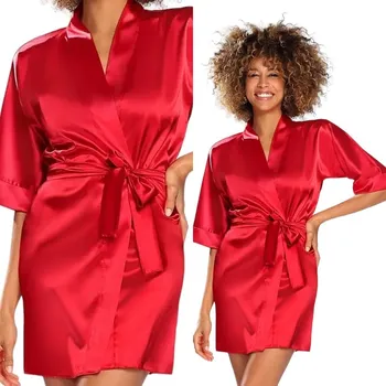 Dámský župan Saténový ŽUPAN ŽUPAN DKAREN 90 XXL / 44 Červená