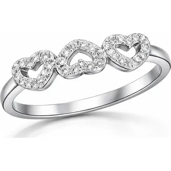 Prsten Stříbrný prsten srdíčka se zirkony Olivia