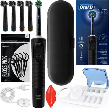 Elektrický zubní kartáček Oral B elektrický zubní kartáček černý model 2024 Vitality Pro pouzdro doplňky