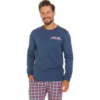 Pánské pyžamo Pánské pyžamo Doctor Nap 7147 - bavlna Modro-červená 3XL