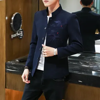 Best Fashion Pánské společenské sako se stojáčkem a štíhlým střihem Velikost: M, Barva (Varianta): Tmavě modrá