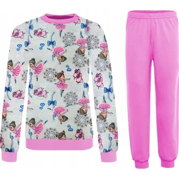 Dívčí pyžamo teplé, z HRUBÁ BAVLNA, s dlouhým rukávem a dlouhými kalhotami, velikost 110