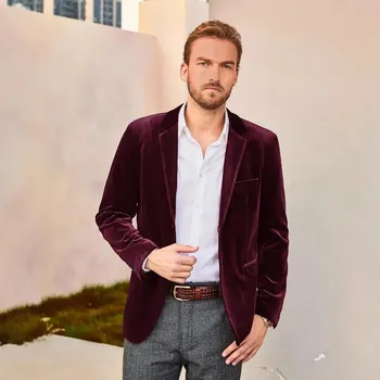 Pánské sako Best Fashion Pánské elegantní sametové sako pro společenské příležitosti Velikost: 4XL, Barva (Varianta): Bordová
