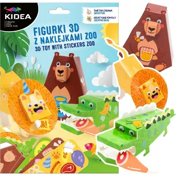 3D Figurky ZOO s nálepkami Kidea – Sada zvířátek k sestavení