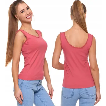 Elegantní DÁMSKÝ TOP tílko s krajkovým lemem žebrovaný MORAJ S