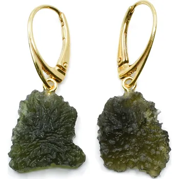 Náušnice Stříbrné zlacené náušnice s vltavínem 4,5 g Velra