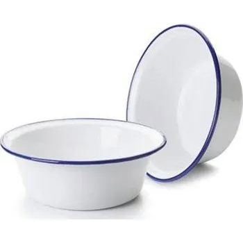 Smaltovaná miska 24cm bílá s modrým okrajem - Ibili