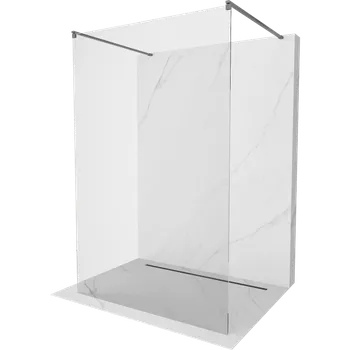 Mexen Kioto, sprchová zástěna Walk-In 130 x 200 cm, 8mm čiré sklo, grafitový profil, 800-130-002-95-00