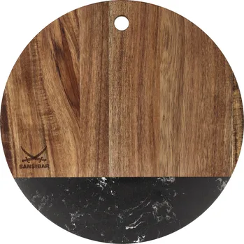 Kuchyňské prkénko SANSIBAR Dřevěné prkénko (kulatý tvar/černá)