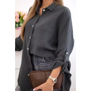 Dámská košile Bavlněná mušelínová košile Plus Size grafit UNI