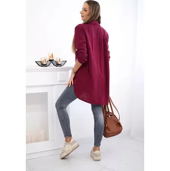 Dámská košile Bavlněná mušelínová košile burgundsko UNI