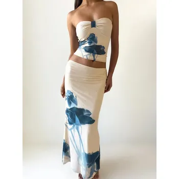 Best Fashion Dvoudílný set top a dlouhá sukně s ruched efektem Velikost: S, Barva (Varianta): Aprikotová