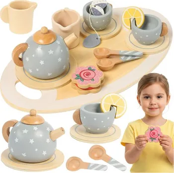 Dětská kuchyňka Dětská čajová souprava šedá Kruzzel 26394