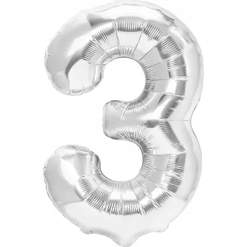 Balónek Foliový balónek číslice číslice 3 STŘÍBRNÉ narozeniny 40 cm