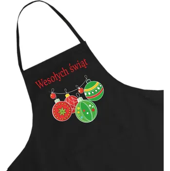 Kuchyňská zástěra Černá kuchyňská zástěra s vánočním motivem, tip na dárek k Mikuláši W13