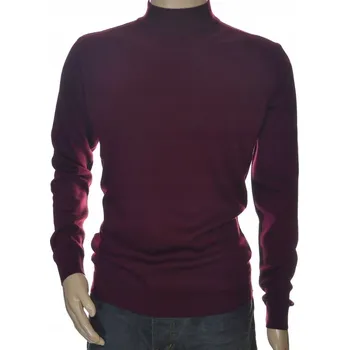 Pánský svetr Pánský svetr se stojáčkem s polopropínacím rolákem, vlněný, velikost 4XL, bordó