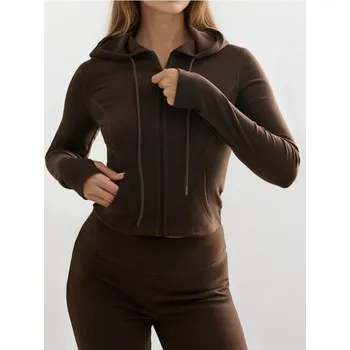 Dámské oblečení Sinsay - Oversize mikina na zip s kapucí - hnědá - 082GZ-88X - 082GZ-88X-L