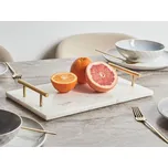 Servírovací podnos mramor bílý se zlatými úchyty Moderní doplňky do domácnosti kuchyně jídelna Beliani