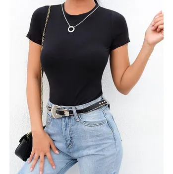 Body Best Fashion Jednoduchý dámský přiléhavý body s krátkým rukávem Velikost: S, Barva (Varianta): Černá