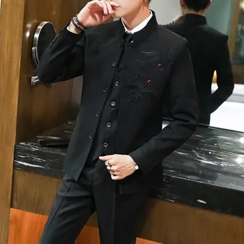 Best Fashion Pánský společenský oblek se stojáčkem Velikost: L, Barva (Varianta): Černá