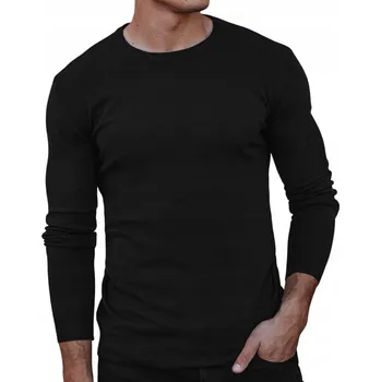 Pánský svetr Pánský svetr vypasovaného střihu klasický hladký slim fit černý WX2226 - XL