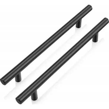 Nábytkové kování Nábytková úchytka reling, kovová černá na zásuvky a skříňky, 222 mm, 5 ks