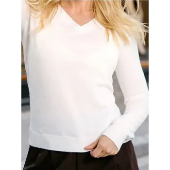 Oblečení a móda Sinsay - Svetr s&nbsp;výstřihem do V - krémová - 375EU-01X - 375EU-01X-XL