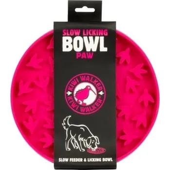 Miska pro psa Protihltací miska a lízací podložka KIWI WALKER Paw 2v1 Maxi růžová 24cm