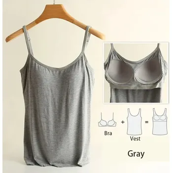 Best Fashion Dámské pohodlné tílko s všitou podprsenkou Velikost: XL, Barva (Varianta): Šedá