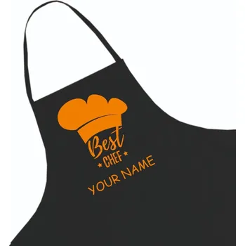 Kuchyňská zástěra Černá kuchyňská zástěra jako Dárek + jméno, vzor 5