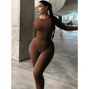 Best Fashion Dámský dvoudílný sportovní set top a kalhoty Velikost: M, Barva (Varianta): Hnědá