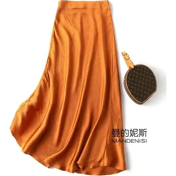 Dámská sukně Best Fashion Dámská hedvábná dlouhá sukně v elegantním splývavém střihu Velikost: XL, Barva (Varianta): camel gold