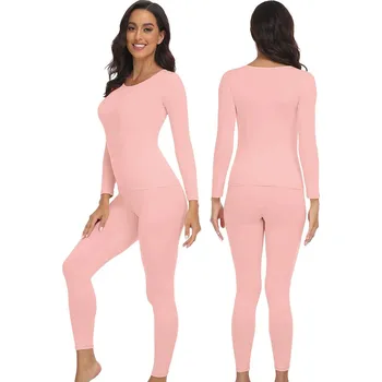 Best Fashion Dámské teplé termo prádlo dvoudílná sada Velikost: XL, Barva (Varianta): Růžová