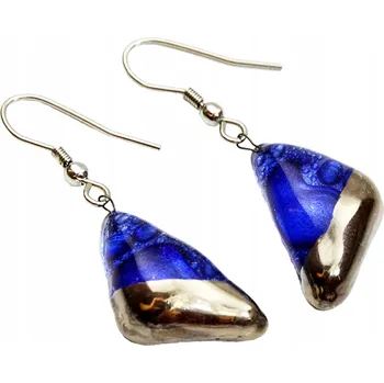 Náušnice Modré náušnice výseč, ruční výroba, zdobené platinou