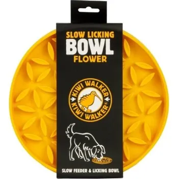 Miska pro psa Protihltací miska a lízací podložka KIWI WALKER Flower 2v1 Maxi oranžová 24cm