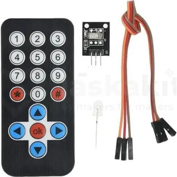 Elektronická stavebnice LaskaKit_cz Sada IR dálkový ovladač 17 tlačítek univerzální + přijímač