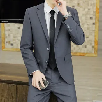 Pánské sako Best Fashion Pánský elegantní oblek sako + kalhoty Velikost: L, Barva (Varianta): Šedá