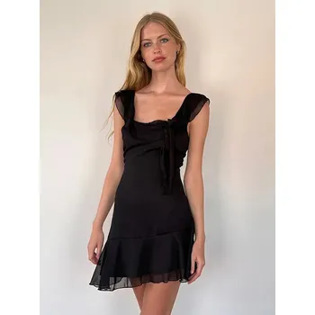 Dámské šaty Best Fashion Dámské mini šaty s třásněmi pro večírky a klubové akce Velikost: S, Barva (Varianta): Černá