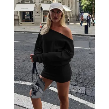 Dámské šaty Best Fashion Dámské podzimní minišaty s dlouhým rukávem Velikost: M, Barva (Varianta): Černá