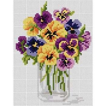 Obraz Plátno s s potiskem pro křížkovou výšivku, květiny, 20 x 15 cm