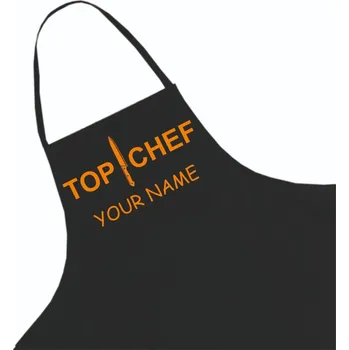 Kuchyňská zástěra Černá kuchyňská zástěra jako Dárek + Jméno - Vzor 3